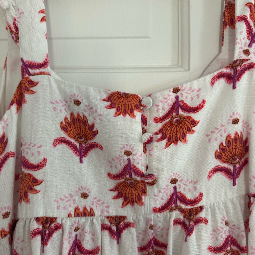 J. Crew White Dress with Red and Pink Floral Design